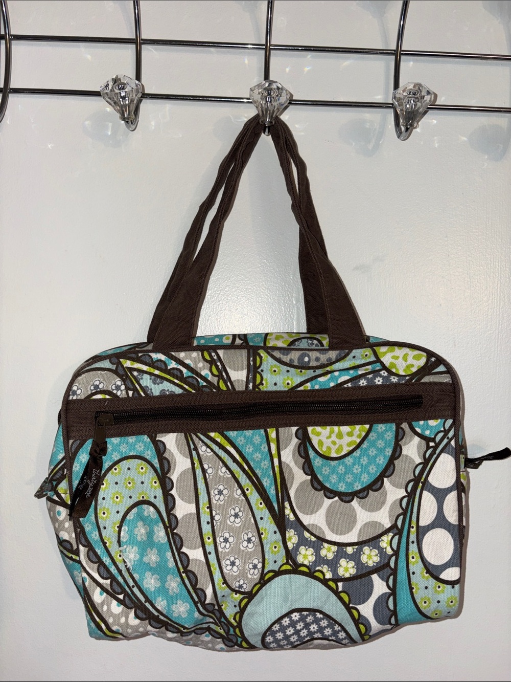 thirty-one Brown, Teal & Lime Paisley Travel Tote